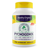 Healthy Origins bottle front view showing Pycnogenol benefits and labeling
