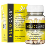 Heliocare bottle front view showing label and 60 capsules for daily use