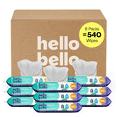Hello Bello paquete frontal mostrando cantidad y diseño, práctico para almacenamiento