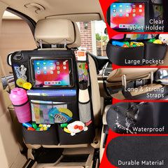 Helteko mounted in SUV with kids using devices for tidy travel benefit