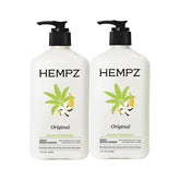 Hempz front packaging showing two 17 fl oz bottles and clear branding for daily hydration