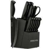 HENKELIVING front view of full knife block set showing organized storage and sleek design