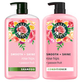 Herbal Essences frontal del pack mostrando botellas grandes y beneficios brillo
