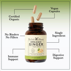 Herbal Roots etiqueta con sellos USDA Organic y cGMP, confianza acreditada