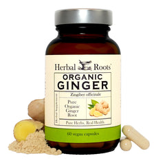 Herbal Roots envase frontal mostrando 60 cápsulas orgánicas para digestión