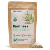Herbaly Wellness front packaging showing organic ginger tea and benefits