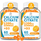 Herbance front packaging showing two-bottle 1200 mg calcium gummy pack and benefits