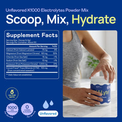 Hi-Lyte K1000 dissolving in a glass of water to show seamless mixability benefit