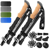 Hiker Hunger Outfitters front view showing compact folded poles and travel-ready pack benefit