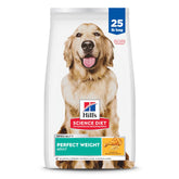 Hill's Science Diet paquete frontal mostrando receta Perfect Weight y beneficio control de peso