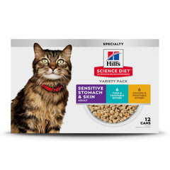 Hill's Science Diet frontal del pack variado mostrando latas y beneficios digestivos