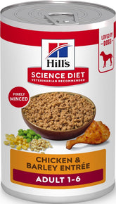 Hill's Science Diet front can showing label and chicken barley benefit