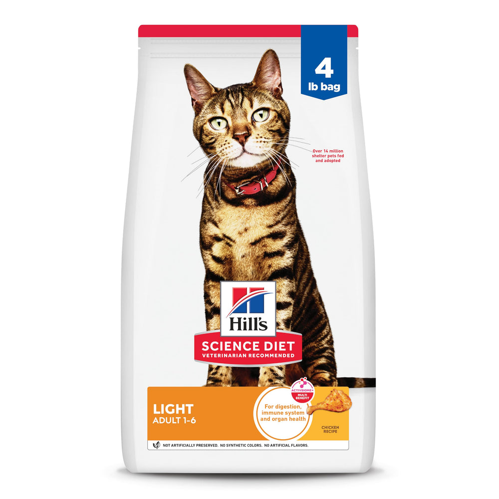 Hill's Science Diet frente del envase que muestra fórmula Light y beneficio control peso