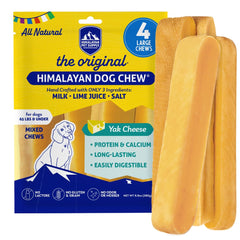 Himalayan Dog Chew empaque frontal mostrando 4 barras, apariencia natural