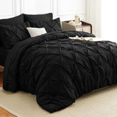 HIMEET edredón frontal negro con pliegues pintuck para aspecto hotelero