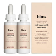 hims front packaging showing two 5% minoxidil bottles for easy supply