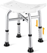 Hiqufet front view of shower chair showing stable wide seat and support