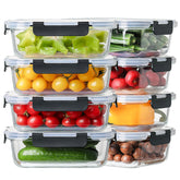HOMBERKING frontal del paquete de 8 recipientes muestra cantidad y vidrio borosilicato