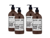 Home & Body Company Newport front packaging showing set of four bottles and clear scent labels for variety