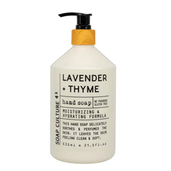 Home & Body Company comparación de tamaño con una mano para visualizar capacidad 21.5 fl oz