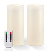 Homemory velas pack frontal mostrando dos pilares LED impermeables, iluminación segura