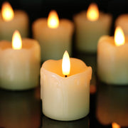 Homemory pack frontal de seis velas votivas mostrando cera real y aspecto auténtico