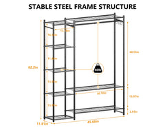 HOMIDEC hanging rod detail showing strong steel rod that prevents garment creasing