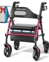 HOMLAND rollator front view showing sturdy frame and wide seat for confident support