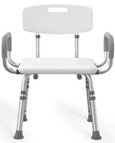 HOMLAND shower chair front view showing wide seat and sturdy frame for safer bathing