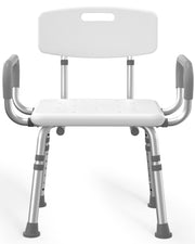HOMLAND shower chair front view showing wide seat and sturdy frame for safer bathing