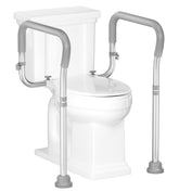 HOMLAND front view of toilet safety rail showing sturdy aluminum support and quick stability