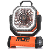 Honesorn front view showing fan and LED, perfect for camping comfort