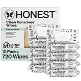 The Honest Company front packaging showing pattern play and flip-top, convenient for quick access