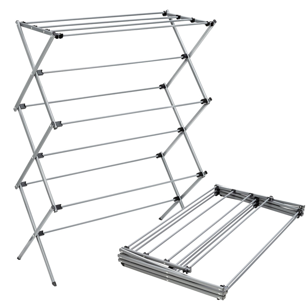 Honey-Can-Do front view of grey drying rack shows large capacity and stability