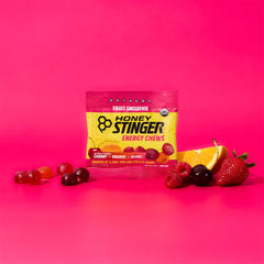 Honey Stinger chews held in hand to show size and quick-portable benefit