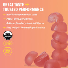 Honey Stinger caja abierta con chews listos para llevar y proporcionar energía rápida