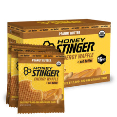 Honey Stinger waffle frontal mostrando el paquete, energía portátil