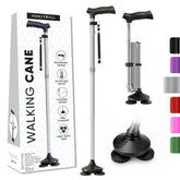 HONEYBULL silver cane front view showing sleek frame and portability benefit