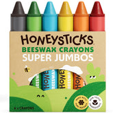 Honeysticks pack frontal mostrando seis crayones y colores vibrantes para creatividad