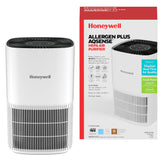 Honeywell vista frontal del purificador mostrando diseño compacto y eficiencia