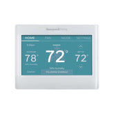 Honeywell Home front view color touchscreen showing customizable display and clear readouts