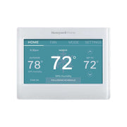 Honeywell Home front view color touchscreen showing customizable display and clear readouts