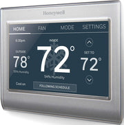 Honeywell Home thermostat front touchscreen showing customizable color and clear controls, improving usability