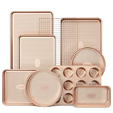 HONGBAKE half sheet pan front view showing durable gold finish and quick even baking