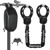 Honszex front view of lock and waterproof bag showing portability and protection