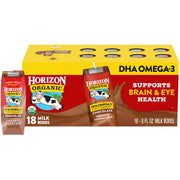Horizon Organic frente del paquete con 18 cajas, comodidad para loncheras