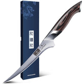 HOSHANHO front view of 7-inch fillet knife showing full blade and handle benefit precision