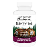 Host Defense botella frontal mostrando Turkey Tail y beneficios de apoyo digestivo