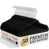 HOUSE DAY front view of 50-pack black hangers showing tidy storage benefit