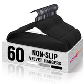 HOUSE DAY front pack of 60 black velvet hangers showing tidy stack and value